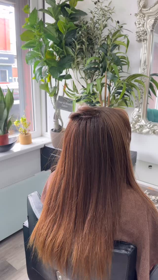 Ombré leave-out weave blended through the ends